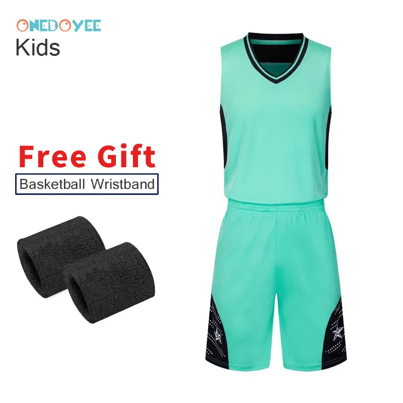 Onedoyee мужские баскетбольные наборы, тренировочная форма, спортивные майки, быстросохнущие дышащие Молодежные баскетбольные майки, командная одежда - Цвет: Серый