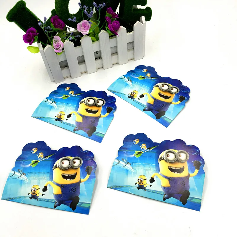 10 шт./лот вечерние Пригласительные открытки с миньонами приглашения на день