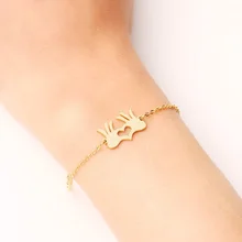 DOTIFI браслет из нержавеющей стали для женщин золотистого и серебристого цвета с пальмовым сердцем Pulseira Feminina Lover's обручальные ювелирные изделия