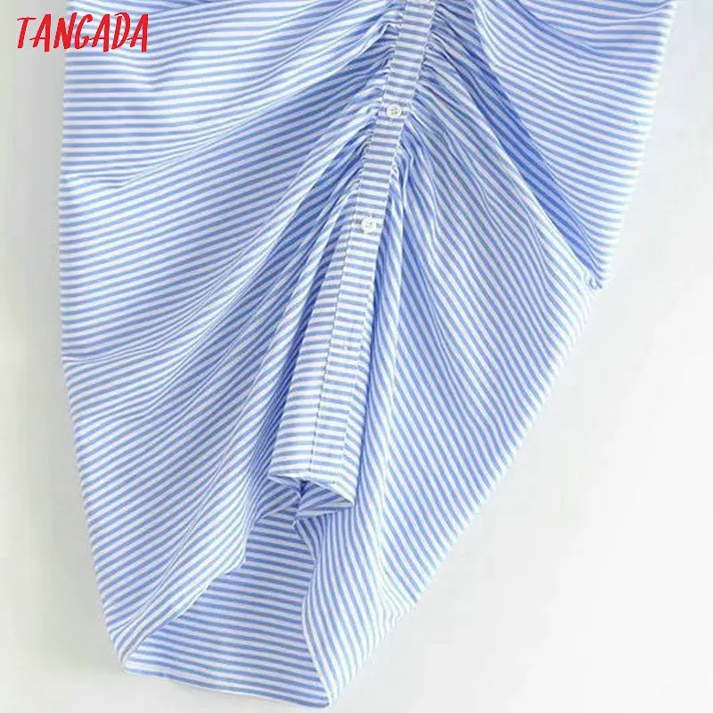 Tangada модное женское платье миди в полоску с принтом плиссированное платье без рукавов с v-образным вырезом женское офисное элегантное платье-карандаш 5D33
