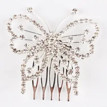 1pc Tiara Hair Jewelry Elegant Butterfly Rhinestone Comb Clip Wedding Bridal Headwear Accessories Headwear-0030