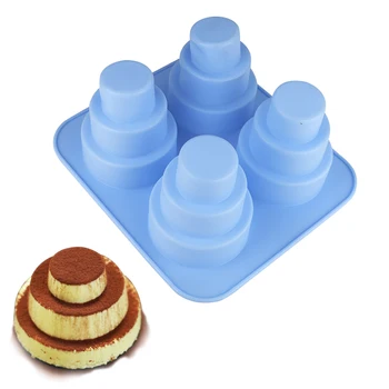 

Bakeware 1pc 4 Holes silicone cake mold 3 tiers baking mold silicone molds for cakes Muffin Mould Cake pan