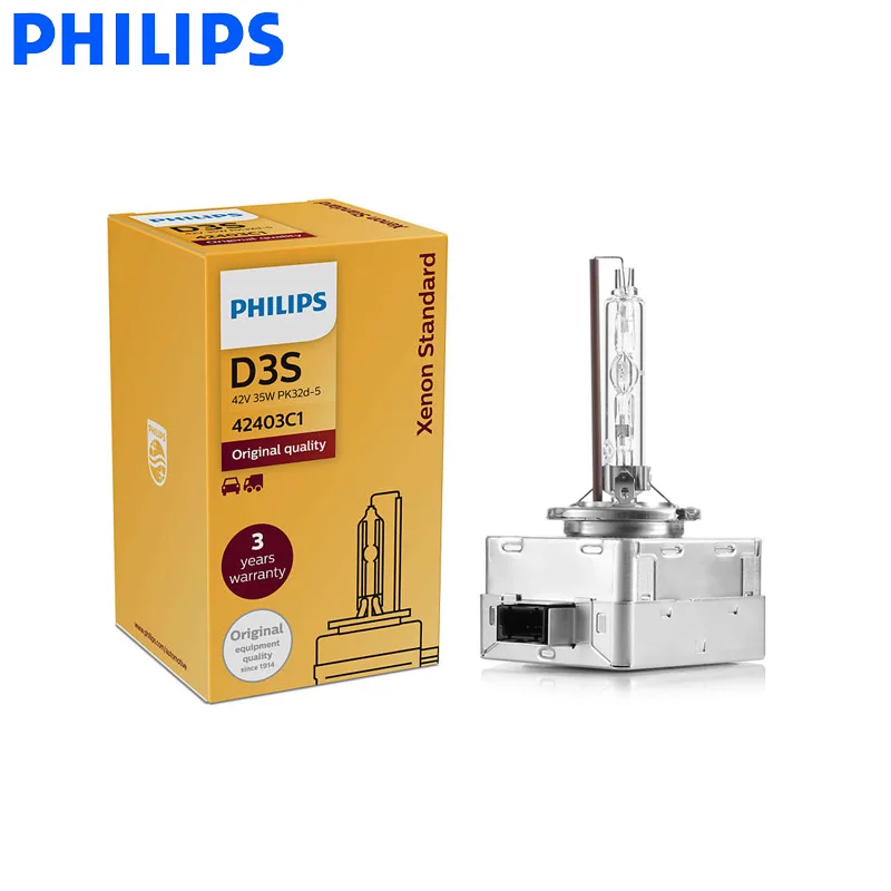 

Philips D3S HID 42403 35W Xenon Standard Headlight 4200K Bright White Light Car Original Bulbs ECE Approve, 1X