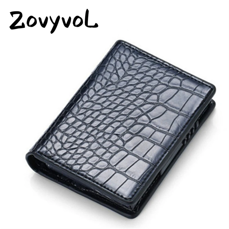 

ZOVYVOL Leather alligator Credit Card Holder Aluminum Alloy RFID Blocking Card Wallet for Men Women PU Leather Business Holder