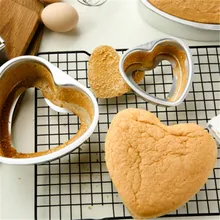 3/4/5/6 дюймов Алюминий сплав сердце Форма мини кекса торта на день рождения съемным дном пудинг плесень DIY выпечки Инструменты для тортов