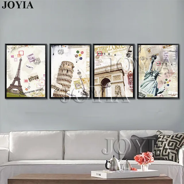 4 Pieces Decorative Painting Retro Home Decor Wall Art Pictures ... 4 Pieces Decorative Painting Retro Home Decor Wall Art Pictures ...