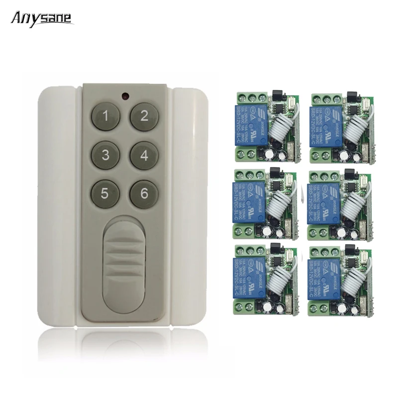 

Anysane 6CH remote control RF 433mHZ radio frequency emitter DC 12V relay receiver on-off controller for Home Appliance curtain