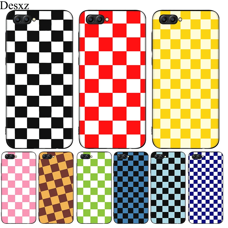 

Desxz Silicone TPU Checkerboard Plaid Checked Checkered Case Cover for Huawei Honor Note 10 8C 8X 6A 7A 7X 9 10 Lite