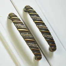 128mm glass diamond kitchen cabinet handle bronze dresser cupboard door pull knob 5″ antique brass vintage furniture handle knob