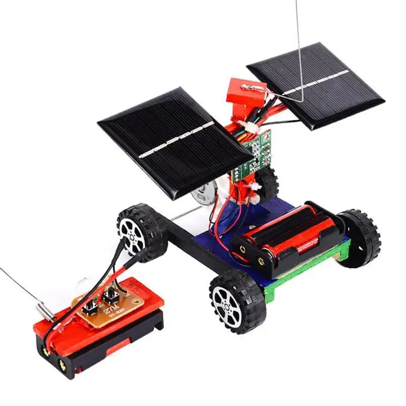 

Assembly RC Toys DIY Mini Wooden Car Wireless Remote Control Vehicle Model DIY Solar Car Kids Toy Science Educational Toy