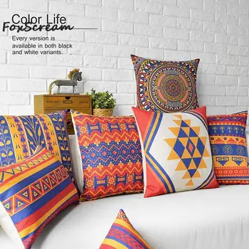 

Bohemian Decorative throw pillows cover Vintage pink blue Cushions cover home decor Geometric pillowcase Plaid Striped Cushion