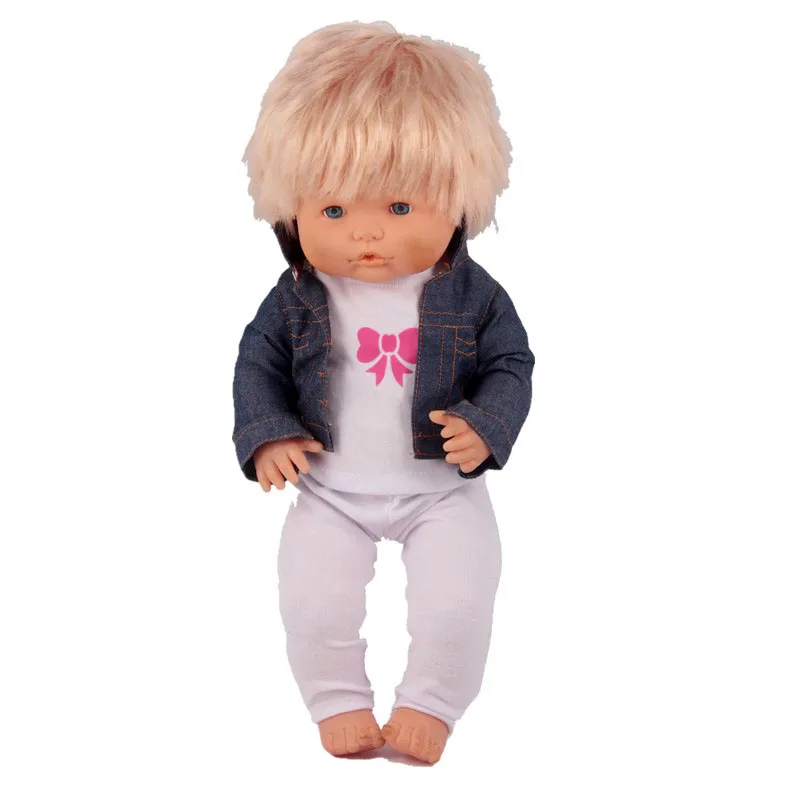 Одежда для 17 дюймов Nenuco кукла 3в1 крутое джинсовое пальто полосатая футболка разные брюки аксессуары подходят 41 см испанская Nenuco кукла