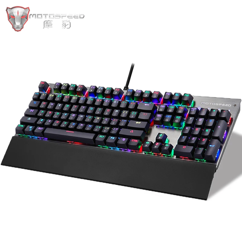

Motospeed CK108 Gaming Mechanical Keyboard RGB Backlit LED Anti-Ghosting Blue/Black Switch Wired Keyboard for Computer PC gamer