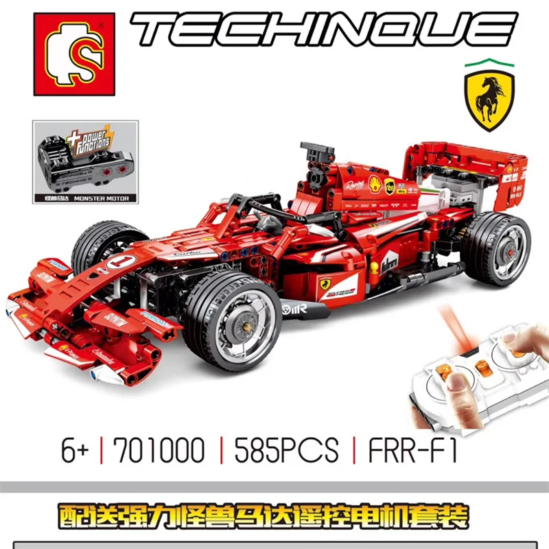 

701000 585Pcs technic F1 racing car Compatible MOC legoinglys Remote Control RC Electric speed model building blocks toy