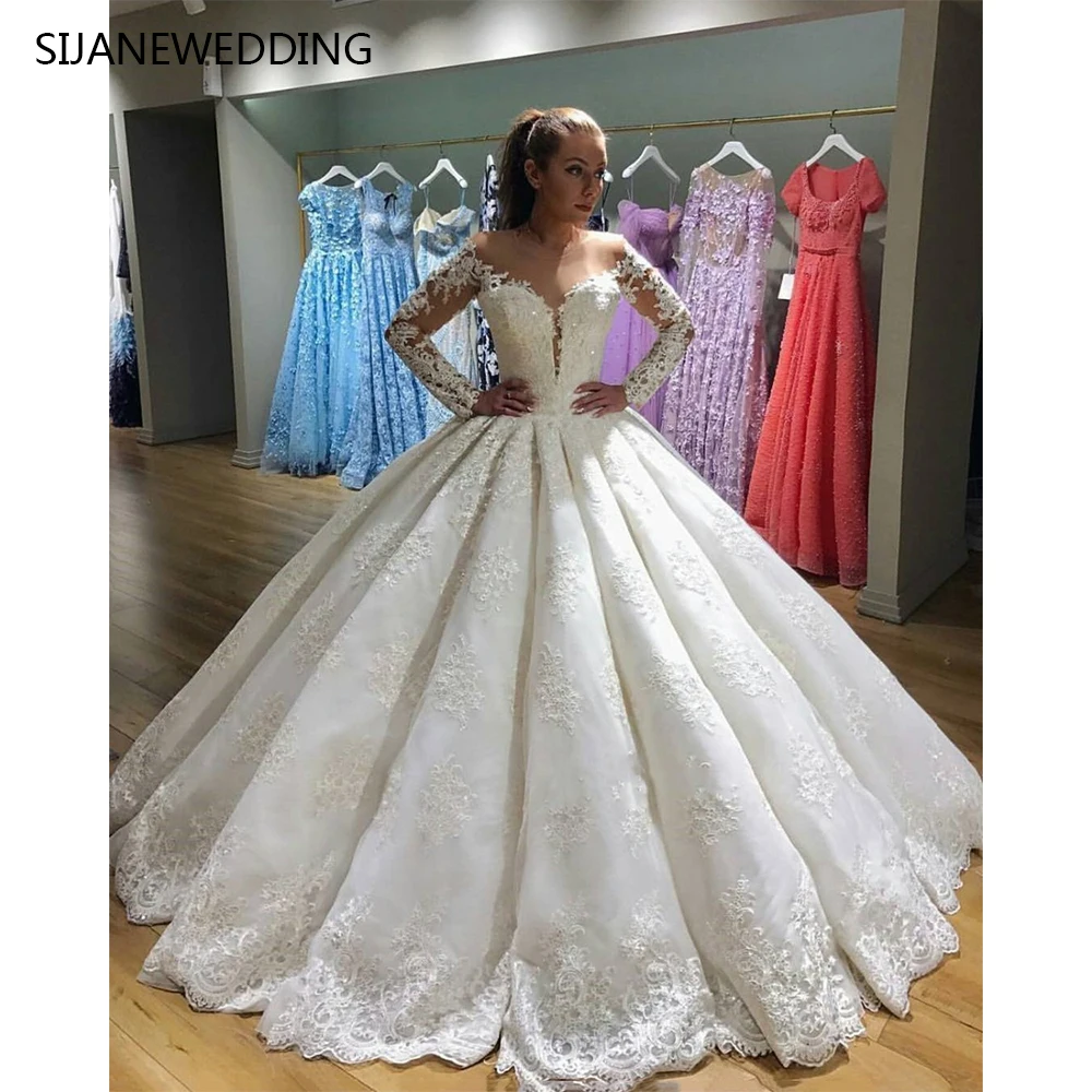 SIJANE Vestido De Novia Роскошные свадебные платья принцессы Lac Applqiues бальное платье