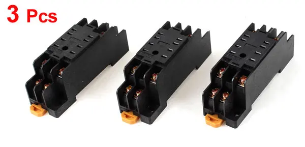 PYF-08A 8 Pins 8P DIN Rail Mount Relay Socket Base 3 Pcs for MY2NJ