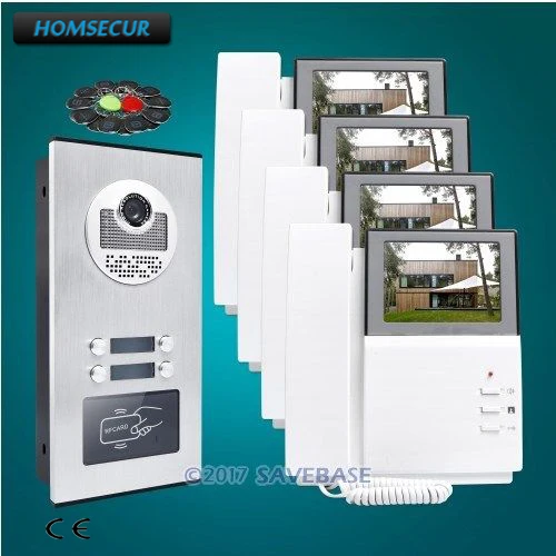 HOMSECUR 4.3\ LCD Video&Audio Home Intercom with Night Vision Camera for House/Flat 1V4