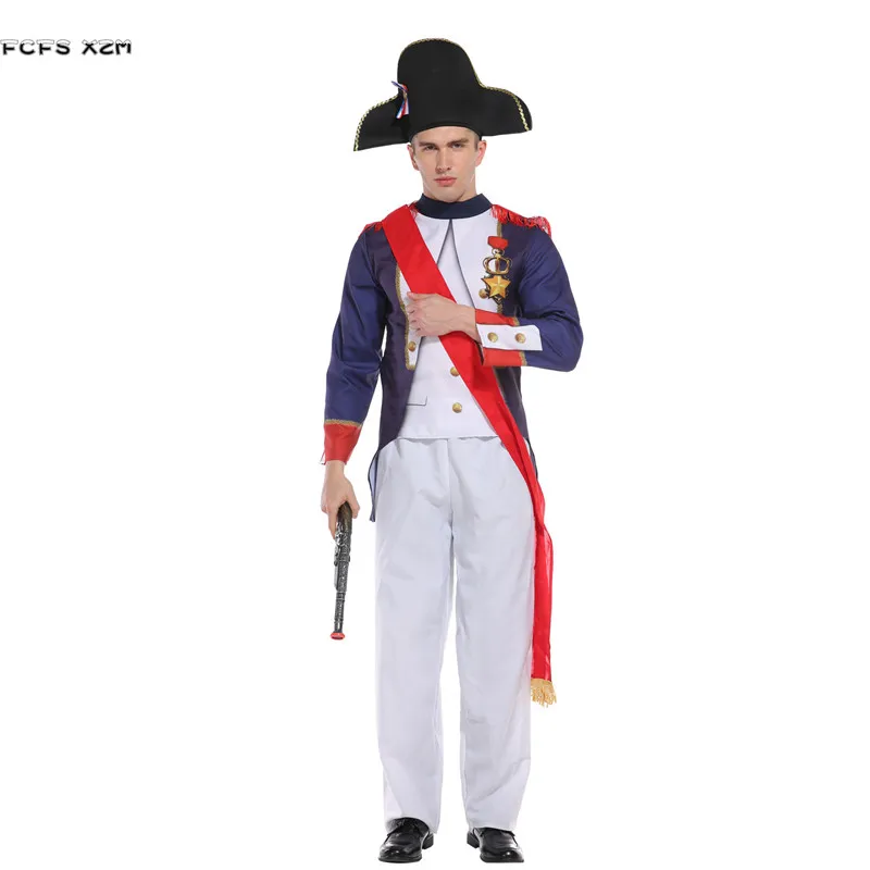 

Men Napoleon Cosplays Warrior soldier Musketeers infantry officer suit Halloween costumes Carnival Purim Masquerade party dress