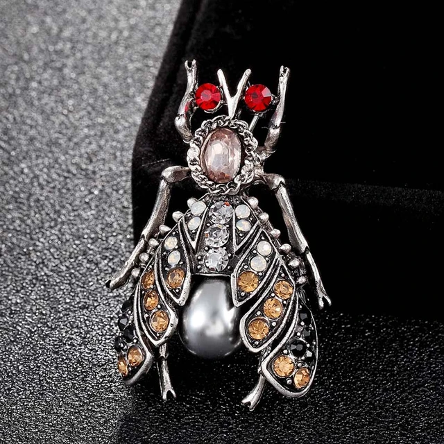 Zlxgirl Vintage Butterfly Brooch Women Party Gifts Colares Rhinestone  Brooches Bouquet Green insect Hijab Accessories Scarf Pins