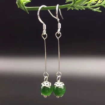 

Xinjiang Hetian yu jelly earrings earrings spinach green wild fashion small accessories good jasper earrings