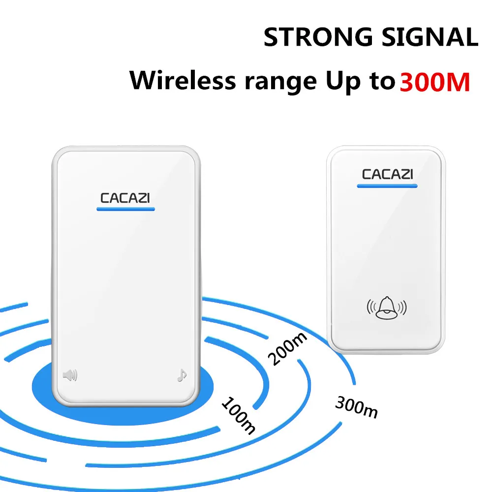 CACAZI домашний беспроводной дверной звонок 2 водонепроницаемые кнопки+ 3 ЕС вставные приемники 300 м удаленный draadloze deurbel дверной Звонок