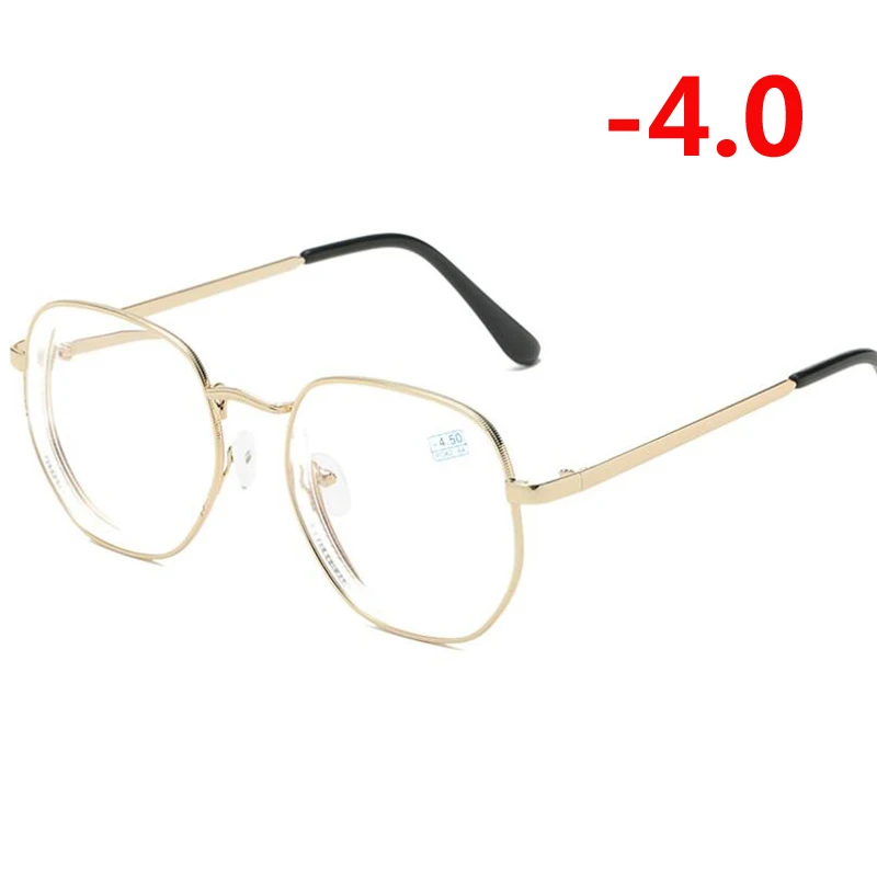 1,0-1,5-2,0-6,0 студенческие очки для близорукости золотой и черный Оправа синяя пленка короткие очки для коррекции зрения очки по рецепту - Frame Color: Myopia 400
