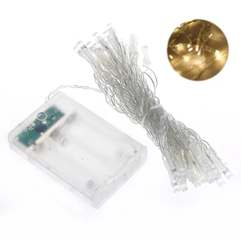 

Tira 4.0m Luces LED Hilo Cadena Luz 40 LED Blanco Calido A Bateria