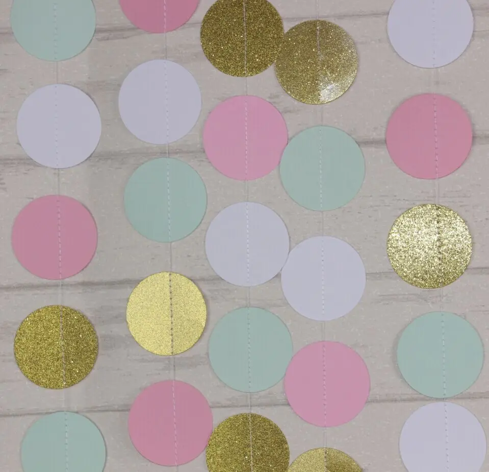 Baby Shower Decor Pink Mint Gold White Garland Pink Mint