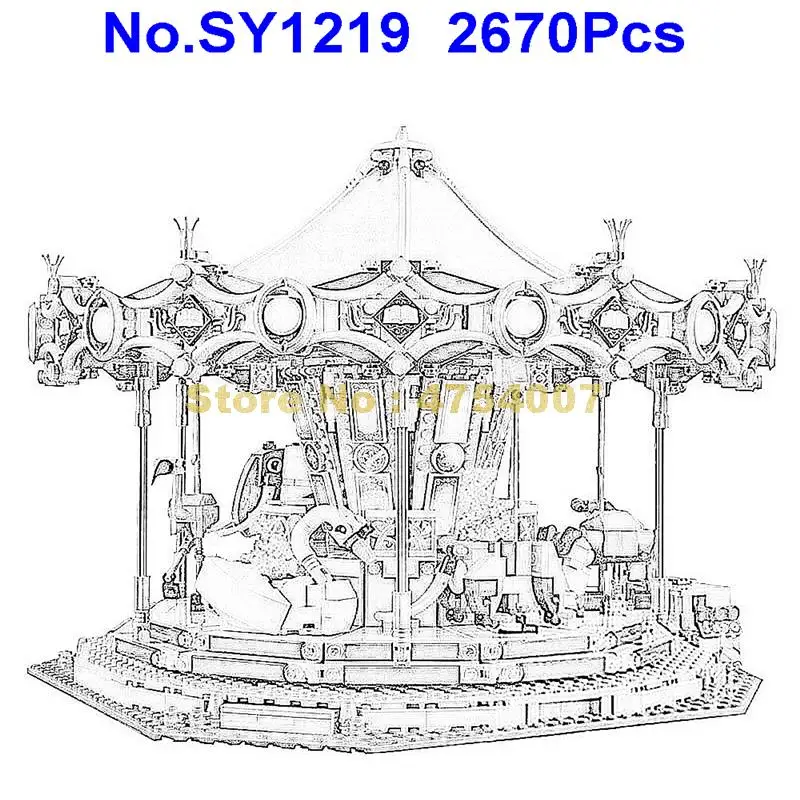 

sy1219 2670pcs street series the new carousel building block compatible 10257 Toy