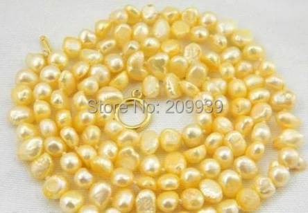 

huij 004183 32 '7mm baroque yellow freshwater pearl necklace 5pc