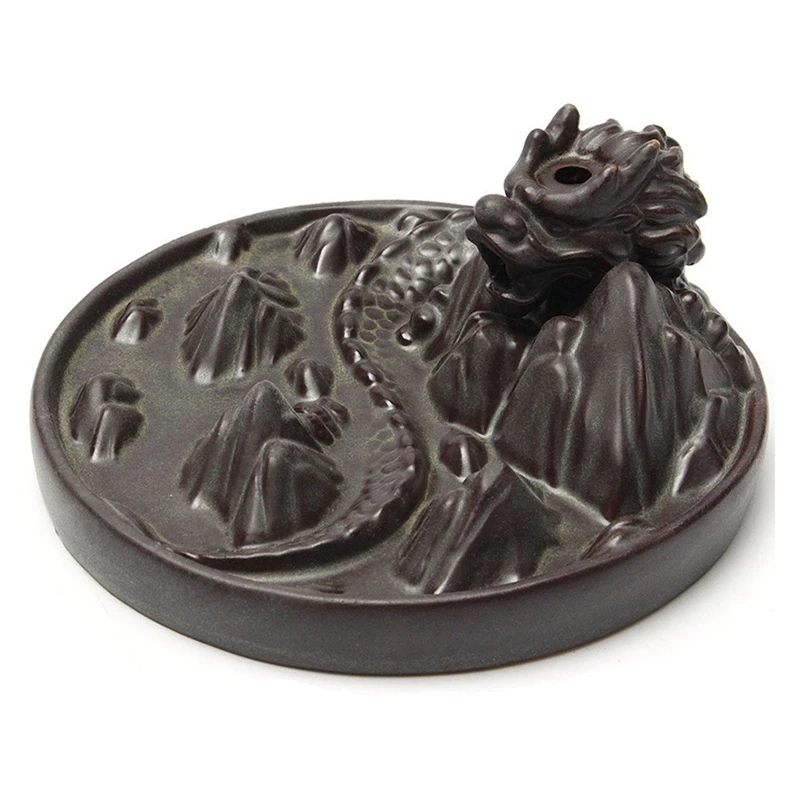 

Dragon Cone Incense Burner Ceramic Backflow Smoke Holder"Dragon Mountain"