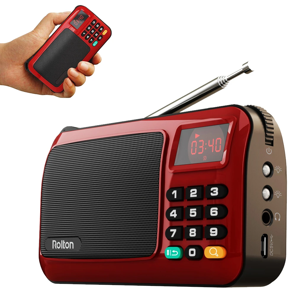 

Rolton W405 FM Radio Stereo Receiver Portable Mini MP3 Speaker LED Display Support TF Card Headphone for Ipod phone