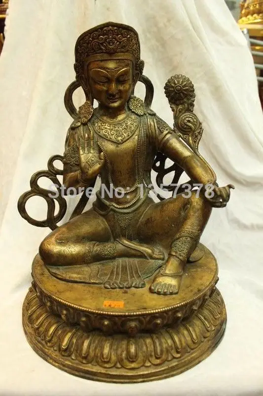 

shitou 001009 16"Tibet Buddhism Temple Folk Purple Bronze 24K Gold Sit flower Kwan-Yin Statue discount 30% (C0324)
