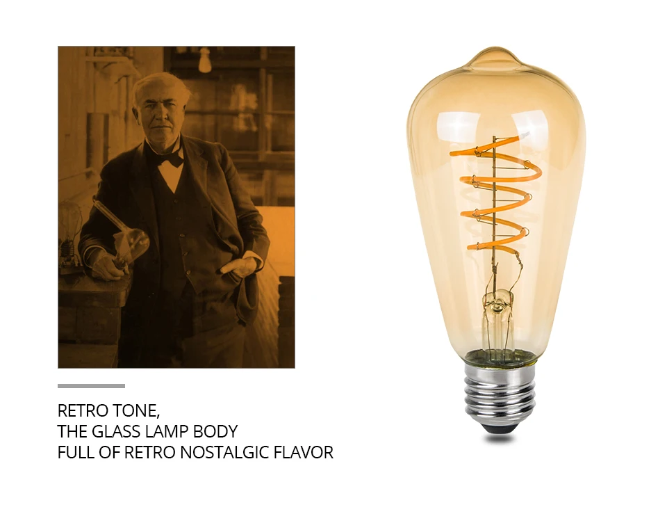 Retro LED Lamp E27 ST64 LED Bulb Vintage LED Filament Lamp Light Bulb (4)