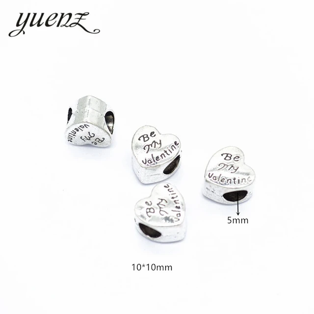 1Pcs Antique silver Plated Alloy Heart Spacers Beads Charms Fit