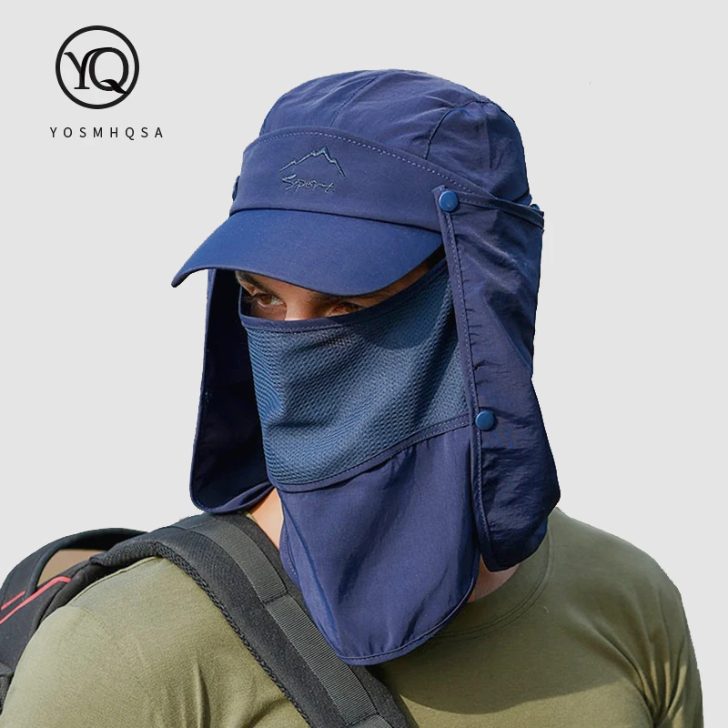 

Women Mens Summer Sun Hats UV Protection Hiking Fishing Sun Visor Caps Folding Removable Flap Boonie Hat Neck Face Mask WH107