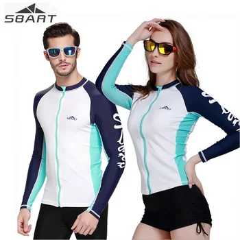 

SBART Men Women Rashguard Shirt Front Zip Sun Protection Quick dry Anti-Jellyfish Swimwear Swimming Surfing Tops Costume