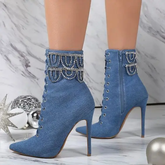 Blue jean ankle boots Clearance