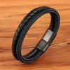 Men’s Classic Style Leather With Stainless Steel Bracelet Budget Friendly Accessories 