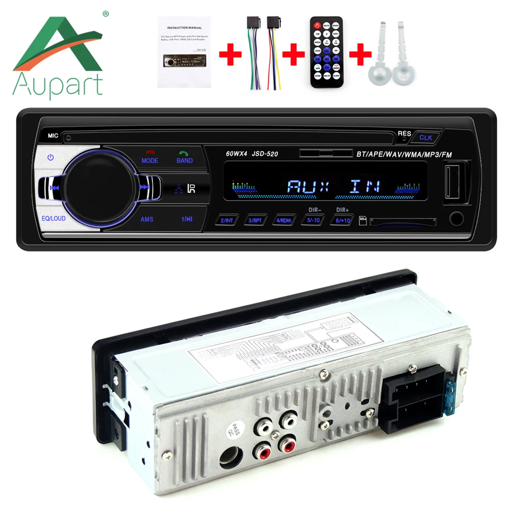 

Car Radio Bluetooth V2.0 JSD-520 Car Stereo In-dash 1 Din FM Aux Input Receiver SD Support USB MP3 MMC WMA Car audio Player