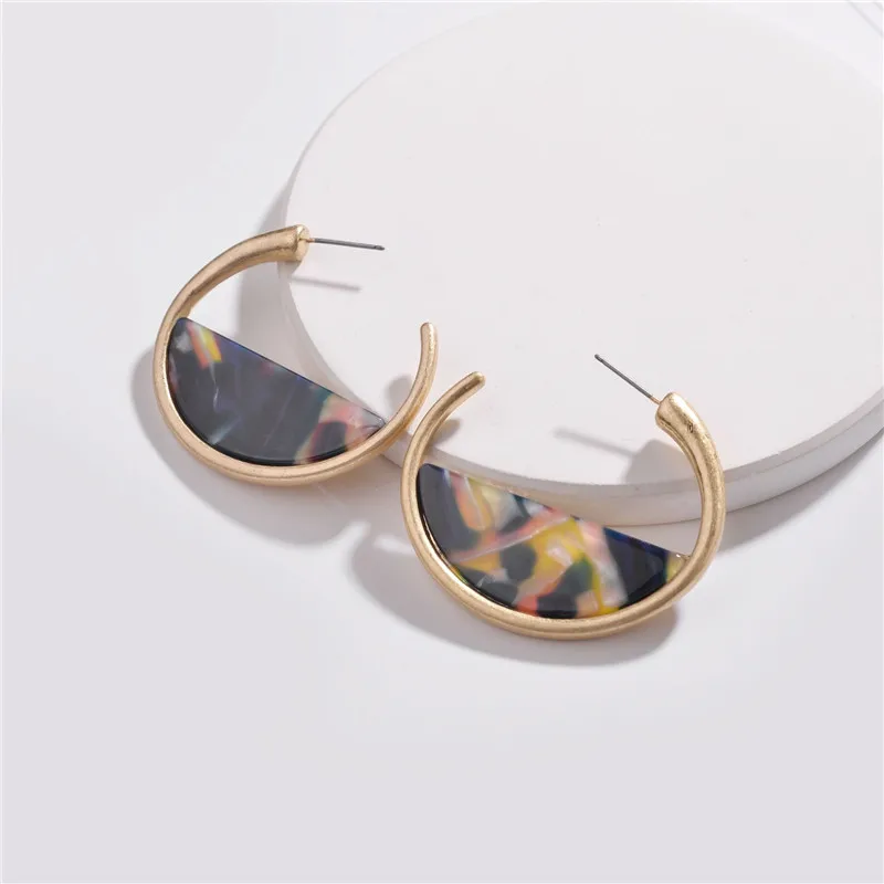 wing yuk tak Vintage Golden Leopard Hoop Earrings Fashion Woman Round Tortoiseshell Earrings Hot Sales Jewelry - Окраска металла: C