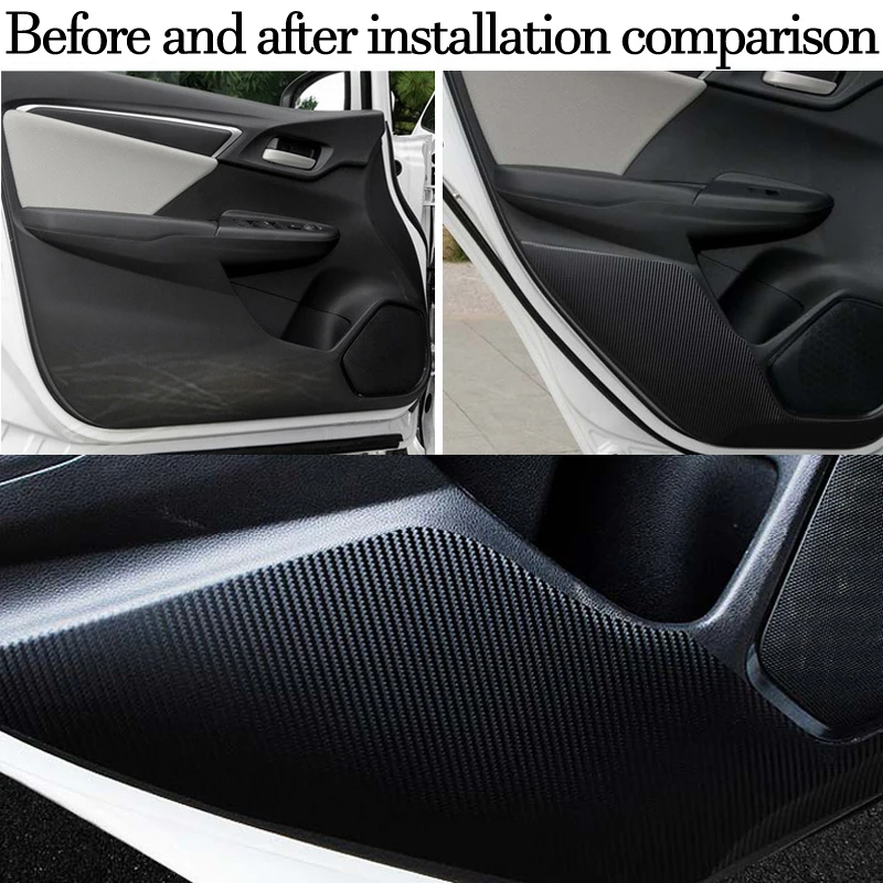 4 шт. новый автомобиль боковой двери внутренняя Наклейка Анти-Kick защитный углеродного волокна Flim Стикеры Подходит для Honda Fit 2014 -2016