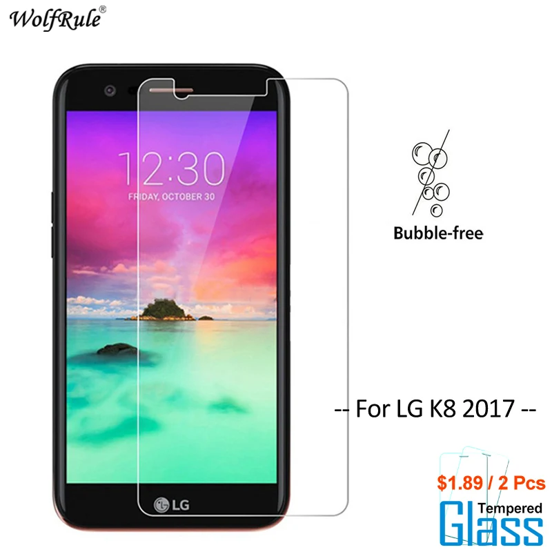 

2PCS Screen Protector For Glass LG K8 2017 Tempered Glass For LG K8 2017 Glass Protective Phone Film For LG V3 X300 M200N