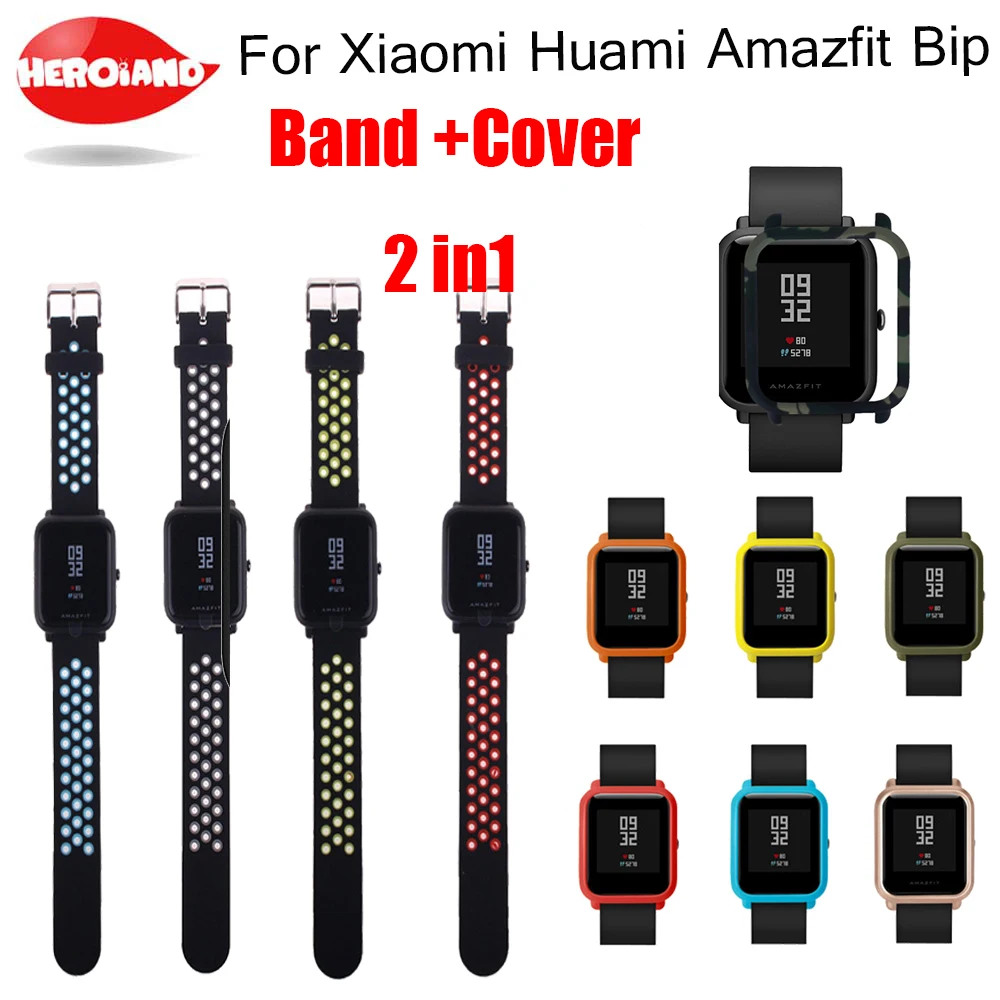 

2 In1 Watchband wrist Strap for Xiaomi Huami Amazfit Bip BIT PACE Lite Youth Watch Bracelet + Case Cover for huami amazfit band
