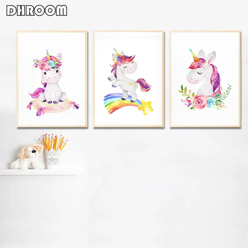 Be a Unicorn in the Field of Horses Childrens Nursery Room Art Poster Wall