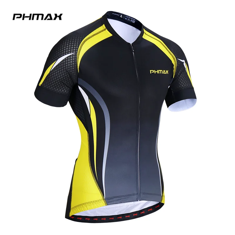 PHMAX Pro дышащий летний короткий рукав велосипедный костюм, трико Ciclismo куртка для велосипеда, байка одежда мужская велосипедная Джерси - Цвет: Цвет: желтый