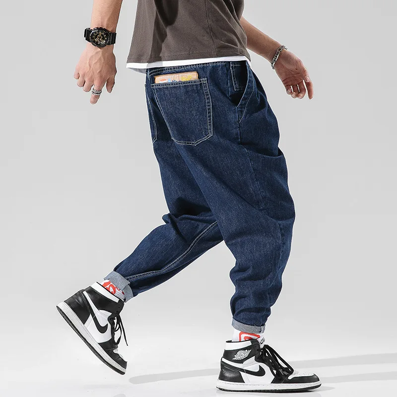 Японский стиль модные мужские джинсы сращены Дизайнер Винтаж дамские шаровары Homme эластичный пояс ноги уличная хип хоп джинсы для женщин