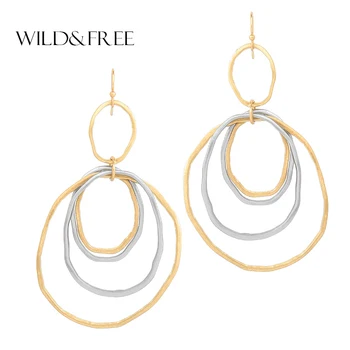 

Wild&Free 2018 New Top Quality Bohemian Irregular Circle Earrings For Women Multi Color Dangle Earring Fashion Jewelry Wholesale