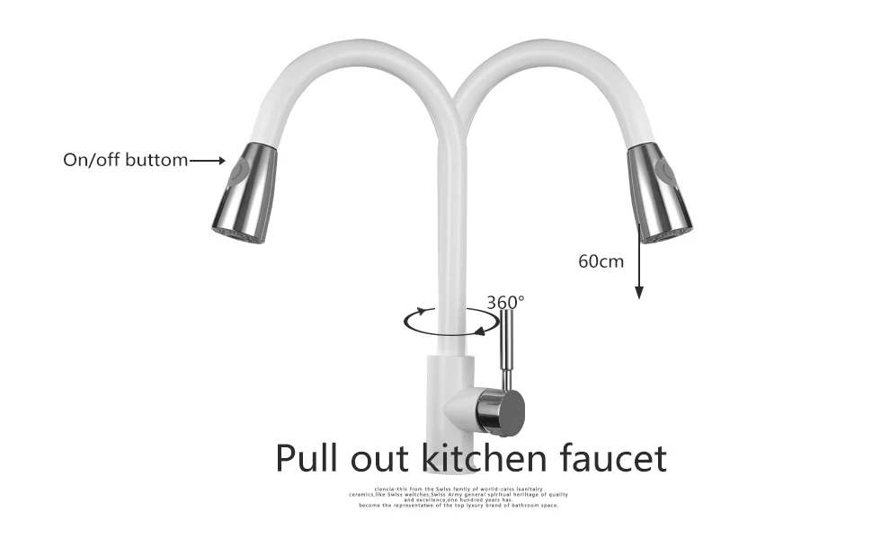 Бесплатная доставка Ciencia латунный белый выдвижной кухонный кран 360 градусов кухонный кран на бортике кухонный смеситель Кухня Раковина