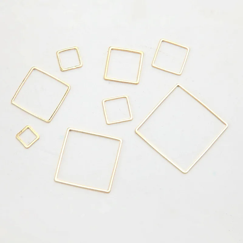 

New 50pcs/lot Gold Silver Copper Metal Square Accessories Simple Geometric Shaped Earrings Pendants DIY Jewelry Making Finding